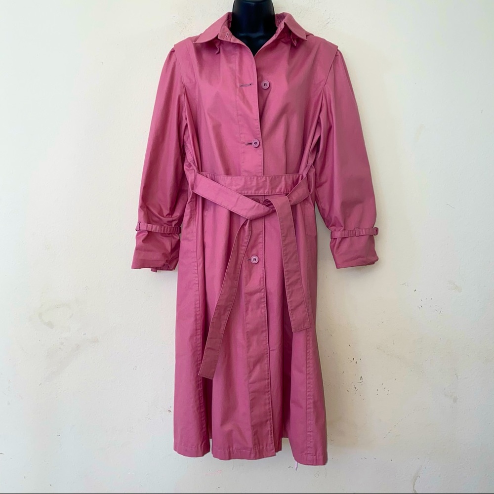 Woman’s London Fog Pink Trench Coat Size 12 Petite